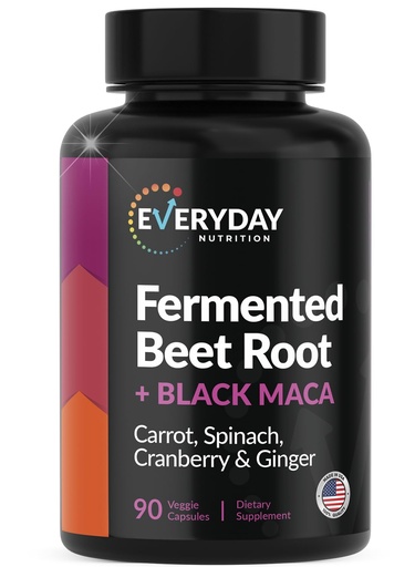 [BRSRAYY7DEJQKEQ2] Organic Fermented Beet Root & Black Maca Capsules with Carrot, Spinach, Cranberry & Ginger | Superfood for Energy, Stamina & Wellness | 90 Veggie Capsules | Made in USA