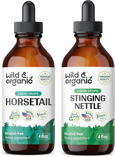 [BRSRAGL5AEIBOCI4] Wild & Organic Horsetail Tincture 4 fl oz & Stinging Nettle Root Tincture 4 fl oz