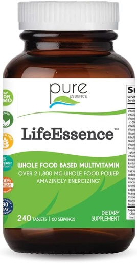 [BRSWIYQYO4FBCDT2] PURE ESSENCE LABS LifeEssence Multivitamin for Women and Men - Natural Herbal Supplement - Vitamin D, Vitamin D3, Vitamin B12, Biotin with Whole Foods (240 Tablet)