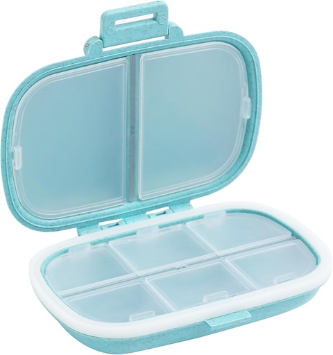 [BRSROHYHOUDQYG3P] 8 Compartiments Travel Pill Organizator, Daily Pill Case Pilulă Mică Cutie de pastile de buzunar, Portable Pilula Container Medicina Organizator Vitamina (Blue)