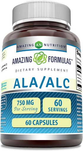 [BRSWKHYTPMNRAYL4] Amazing Nutrition Ala/ALC 750 Mg 60 Count
