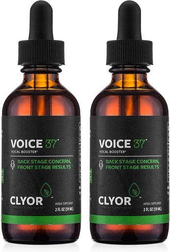 [BRSWGEAEAQHAEC35] CLYOR Voice37 - Sings Voice Remedy - 2 Pack All Natural Herbal Voice Booster Formula to Lubricate Soothe ו Relieve Hoarseness יבש גרון - שיפור Singing ודיבור - 2 oz - VOICE37