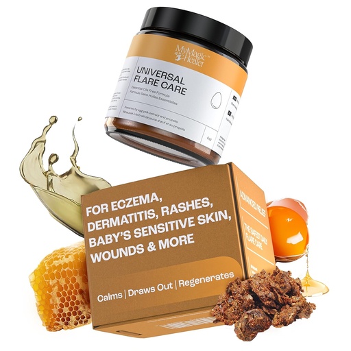 [BRSROHAZBB7RGFLU] MyMagicHealer Universal Flare Care | Essential Oil Free | Relief for Rashes, Eczema, Psoriasis, Hidradenitis Suppurativa, Impetigo, Dermatitis, Wound Care, Sensitive Skin w/Propolis & Egg Yolk 4 oz