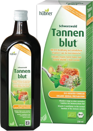 [BRSROFQDAEIQOETG] Hubner Tannenblut Bio Kräuterpräparation, Honig Hustensirup, Kalt und Sore Throat Unterstützung, beruhigendes Relief, Vitamin C Ergänzung für Erwachsene und Kinder 4 und älter, Kosher und Alkoholfrei, 250 ml