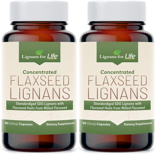 [BRSWKEITOUHBAD3K] Lignans for Life Flaxseed Lignans for Dogs + SDG - Omega 3 Fatty Acids, High Fiber Antioxidants Ayuda a mejorar Shiny Coat, Digestive & Heart Health Lignans, 35mg, 90 Flaxseed Capsules, 2 Pack