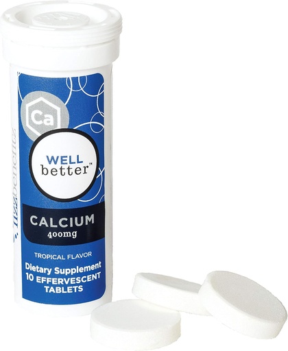 [BRSWYZT7AECA2CLX] Calcium Carbonate Dissolvable Supplement with Tropical Flavor - 400mg Tablets Release as Powder in Water - Perfect for People Struggling with Pill Swallowing (3 Tubes)