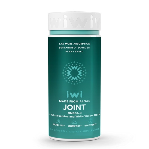 [BRSW2YIROV5QECA3] Iwi Life Joint Omega-3, 60 Softgels (30 Servings), Plant-Based Algae Omega-3 with Glucosamine, Mobility Support Dietary Supplement, Krill & Fish Oil Alternative, No Fishy Aftertaste