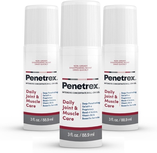 [BRSW2BAQBAHWMH3D] Penetrex Joint & Muscle Therapy - Soothing Gel for Back, Neck, Hands, Feet - Premium Whole Body Rub with Arnica, Vitamin B6 & MSM - 3oz Roll On Gel (3-Pack)