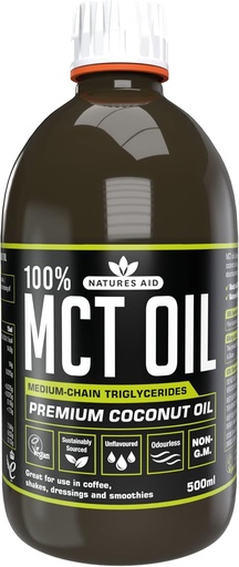 [BRSWG2TRBUJWGHL5] NATURES AID Mct Oil 100%, 500 ML