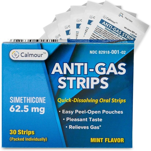 [BRSROCQPO54GAFA6] Anti Gas Relief 30 Strips | Mint Flavor Oral Dissolvable Anti Bloating Relief Strips | Rapid Gas Relief for Adults | Effective Bloating Relief for Women | Simethicone Anti Bloating for Women