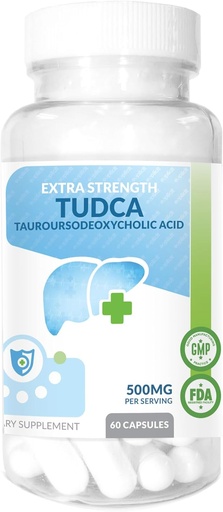 [BRSWYC3QOQBREDY7] TUDCA (Tauroursodeoxycholic Acid) Liver Support Supplement - 500mg Per Serving - Pure Liver Support & Health - 60 Count