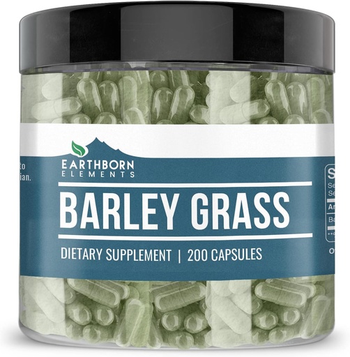 [BRSWYHA6A55WODT3] Lursaileko elementuak Barley Grass 200 kapsulak, Pure eta Undiluted, Ez Gehigarririk