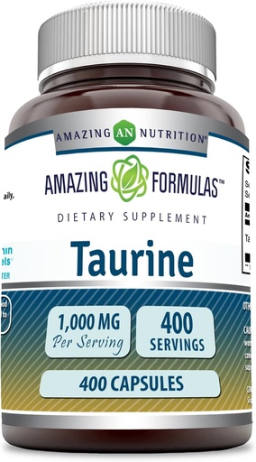 [BRSRMFL2BEHRQCQY] Nuostabi formulė Taurine 1000mg Kapsulės Amino rūgšties papildas (400 Count)