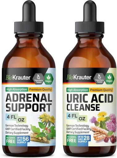 [BRSRAGAODMOWKDIV] BIO KRAUTER Adrenal Support Tincture 4 Fl. Oz. & Uric Acid Support Tincture 4 Fl. Oz.