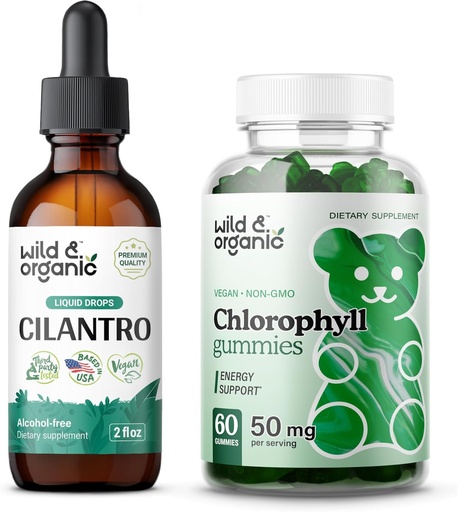 [BRSRAGABBEHAK3A6] Wild & Organic Cilantro Tincture 2 fl oz & Chlorophyll Gummies