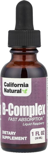 [BRSWIZIBOUHRMDLM] California Natural B kompleksas Poliežuvinis priedas, Aviečių, 1 Ounce
