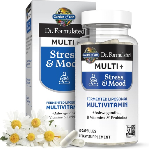 [BRSRAFL5OF5AAGTF] Giardino della vita Dr. Formulated Multi+ Stress & Mood, Fermented Liposomal Multivitamin + Ashwagandha, B Vitamine & Probiotici - 60 Capsule, Integratore di Vitamina e Minerali Alimentari Interi