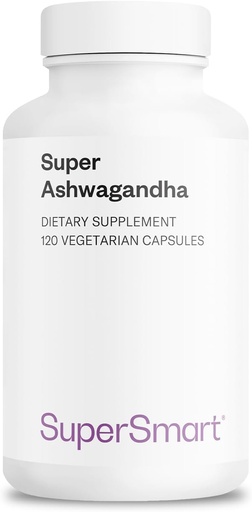 [BRSWIHQZBEDB6HY3] SuperSmart Super Ashwagandha 600mg per Day (Patented) - KSM-66 Ashwagandha - High Potency 5% Withanolides | Non-GMO & Gluten Free - 120 Vegetarian Capsules