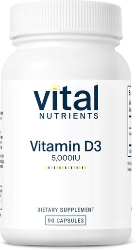 [BRSWIYAKBIEGY2I5] Vital Nutrients Vitamin D 5000 IU - Vitamin D3 Supplement - Healthy Bones, Teeth, Muscles*- Cellular & Immune Function - Calcium Absorption - Gluten, Dairy and Soy Free - 90 Capsules