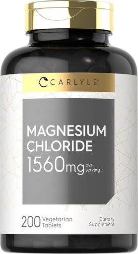[BRSWGEIOCAHGCG3A] Carlyle - Magnezyum Klorid | 1560 mg | 200 Tablet | Cloruro de Magnesio Supplement | Vegetarian, Non-GMO ve Gluten Free Formula
