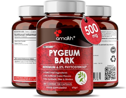 [BRSWYFT2CEJQKD35] Amalth Pygeum Bark ekstrahere pulver høyere potens (6,5% fytosteroler) støtter urinbåndstrakt og prostata helse menn Herbal kosttilskudd 120 kapsler (Non-GMO)