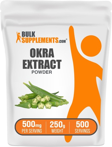 [BRSWGCDQB5YRS2DD] BulkSupplements.com Okra Extract Powder - Okra Supplement, Source of Fiber, Herbal Supplement - Vegan & Gluten Free, 500mg per Serving, 250g (8.8 oz) (Pack of 1)