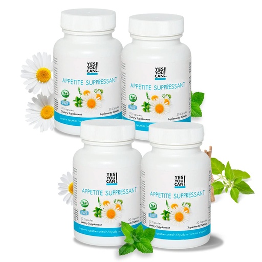 [BRSRMAQQDEBWCFDZ] Yes You Can! Appetite Support for Body Weight Management - Healthy Relationship with Food - Includes Natural Ingredients: 5-HTP, Lemon Balm, Chamomile Extract - 30 Capsules, 4 Pack