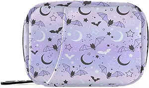[BRSRMBI5A5YQKHTB] Pill Box Purple Bat Moon 7 Day Pill Case Travel Pill Organizer Bag with Zipper Portable Weekly Vitamin Medicine Supplement Holder Pouch Bag