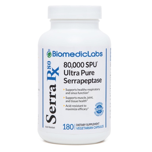 [BRSWIGAQBIMQYHL6] Serra-RX 80,000 SU Serrapeptase - Acid-Resstant Proteolytic Systemic Enzyme, Non-GMO, Gluten Free, Vegan, Supports Sinus & Lung Health, 180 Veg Capsules