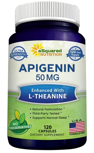 [BRSW2ALROYHQYE3P] aSquared Nutrition Apigenin 50mg & L-Theanine 200mg - 120 Capsules - Apigenin Supplement Pills for Sleep and Relaxation - Natural Bioflavonoid Extract Found in Chamomile Tea