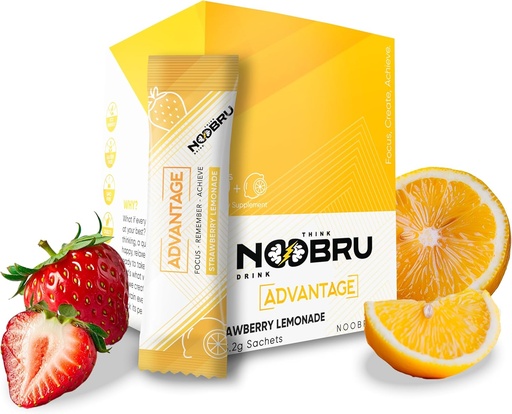 [BRSWYHYPCEMBYEL2] Noobru Аdvantage Nootropic - Herkullinen Nootropic aivot täydentää 11 Aktiivisia ainesosia - Natural Cognitive Enhancer - 20 Mansikka sitruunamehut - 1 kuukausi tarjonta, 20 Lukumäärä (paketti 1)