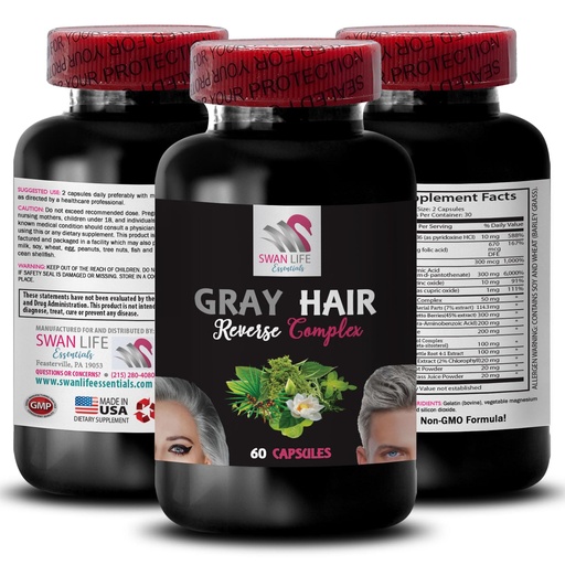[BRSRAFIHOQMR43L7] Plant Sterol Complex - GRAY HAIR REVERSE - lush hair, radiant sheen, hair sparkle, revitalizing formula, youthful tone, hair rejuvenator, hair brilliance, natural hair color 1 Bottle 60 Capsules