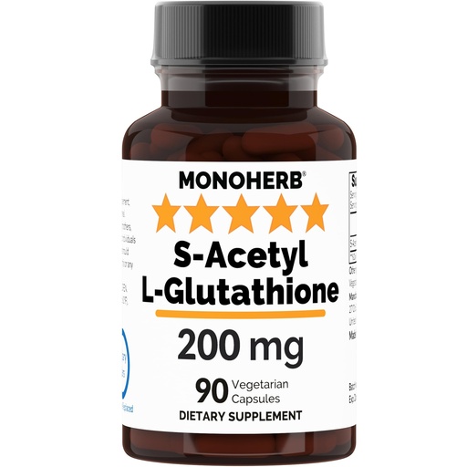 [BRSWGAYNBMOQY236] MONOHERB S-Acetyl L-glutathione 200mg - 90 Vegetarian Capsules