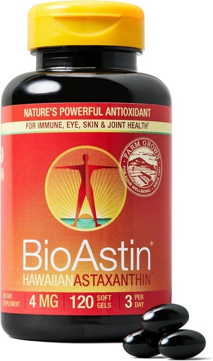 [BRSWIYLQBIOR6DA3] Nutrex Hawaii BioAstin Hawaiian Astaxanthin - 4mg, 120 Softgels - Farm-Direct Premium Antioxidant Supplement to Support Eye, Skin, Joint & Immune System Health - Non-GMO & Gluten-Free