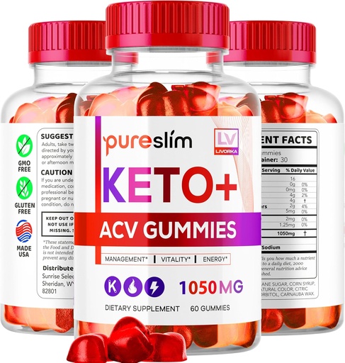 [BRSROCQCCNYA2HLO] 3 Pack - PureSlim KetoACV Gummies 1050MG, Supplement Advanced Formula, 180 Gummies for 3 Months