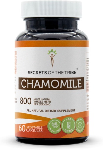 [BRSWGBI5DMCBUDLB] Secrets of the Tribe Chamomile 60 Capsules, 800 mg, Chamomile (Matricaria Recutita) Dried Flower (60 Capsules)