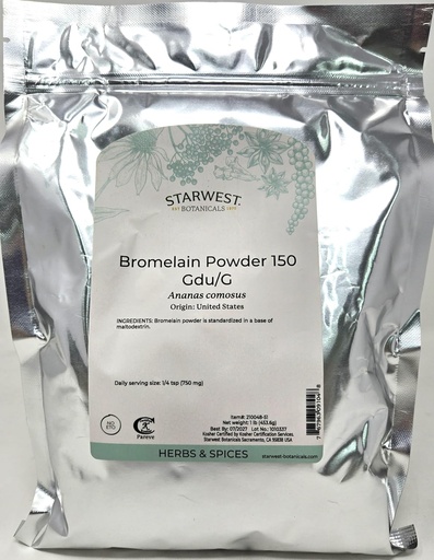 [BRSWIYANDMPR63QZ] Bromelain Powder 150gdu - Ananas comosus, 1 lb,(Starwest Botanicals)