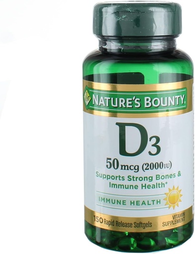 [BRSWKGYIBIFG2ELM] Bounty Vitamina D3 2000 UI Softgels 150 ea (Pack of 4)
