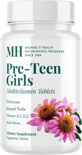 [BRSWIYQKAYDB63DY] MICHAEL 'S Health Naturopatic Programs Pre- Teen Girls - 60 Vegetariškų tablečių - Kasdienis multivitaminas sveikam augimui ir vystymuisi - Kosher - 30 Paslaugos