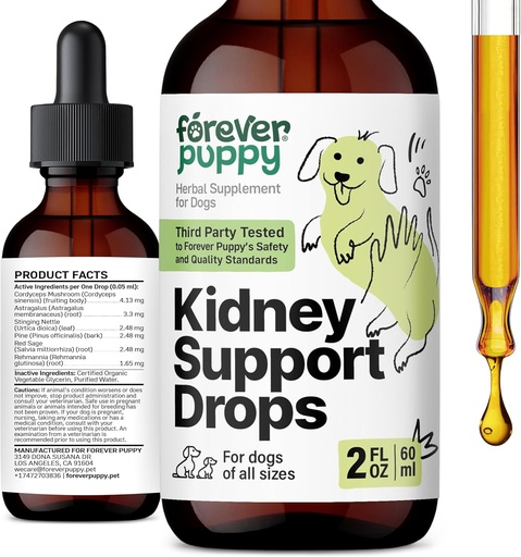 [BRSRAYAEOZYWAAYV] (原始内容存档于2018-09-21) (英语). Forever Pucky Kidney Supports for Dogs - Cordyceps Mushroom, Astragalus, Sting Nettle Leaf 提取 - 液态狗维生素和补充品 - 糖和无酒精丁 - 2 fl oz