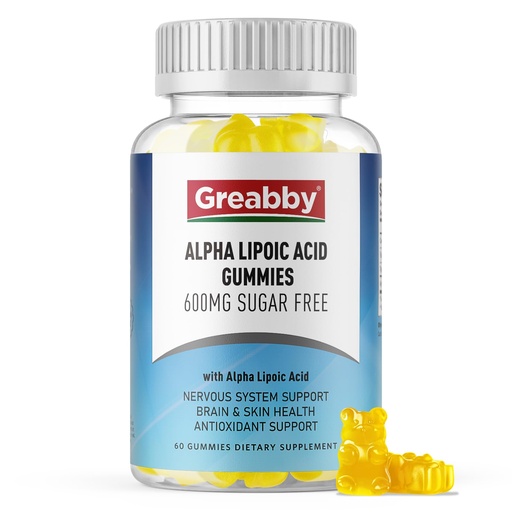 [BRSRA2T7CAMGYDTH] Alpha Lipoic Acid 600mg Gummies, Sugar Free Chewable R Lipoic Acid Supplement for Antioxidant & Nervous System Support, Brian & Skin Health, Pineapple Flavor, 60 Count