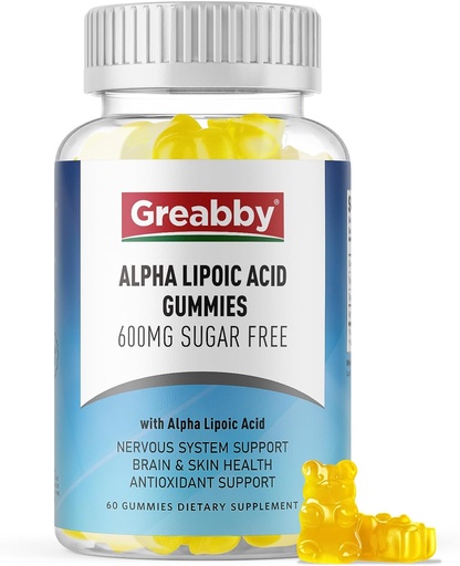 [BRSRA2T7CAMGYDTH] Alpha Lipoic acid 600mg Gummies, Sugar Free Lioic acid Re Lipoidic hỗ trợ chống ung thư và lo lắng, Brian & Da, Pineapple Flavor, 60 Count