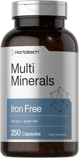 [BRSW2ZQHCQJWMCAU] Horbäach Multi Minerals Supplement | 250 kapslit | Rauavaba | Igapäevane mineraalide kompleks meestele ja naistele | Mitte-GMO & Gluteenivaba