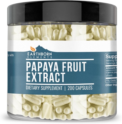 [BRSWYYIHOYPAMFDL] Earthborn Elements Papaya פירות מאתיים קפסולות, טהור ו undiluted, ללא תוספת