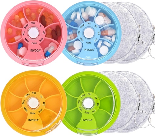 [BRSW2BL4PICAIA3D] Pill Organizer Pieni pilleri tapauksessa 7 päivän kannettava matka pilleri laatikko Söpö päivittäin pilleri säiliö lääketieteen kalaöljyä täydentää vitamiini tapauksessa (4PCS+Bag 4PCS)