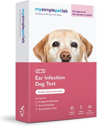 [BRSROFI5DF5BYEL5] MySimplePetLab Dog Ear Infection Test Kit, Vet Approved, Detects Yeast & Bacteria, Mail-in Kit, Fast Results, Easy at-Home Use for Smelly, Itchy Ears, Supports Dog Ear Health