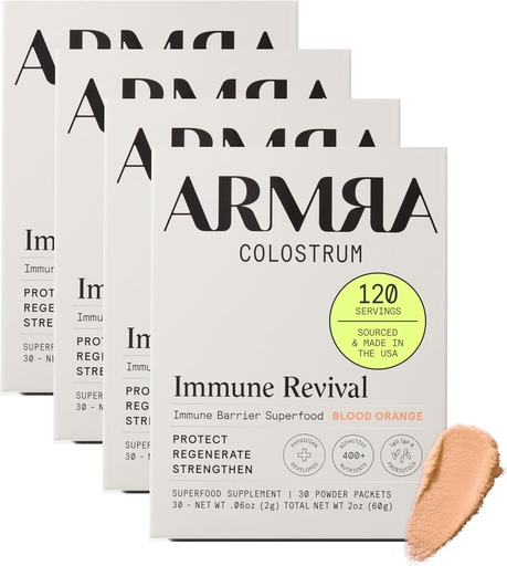 [BRSRAATRA56WY3I6] ARMRA Colostrum™ Premium Powder, Grass Fed, Gut Health Bloating Immunity Skin & Hair, Contains 400+ Bioactive Nutrients, Potent Bioavailable, Keto, Gluten & Fat Free (Blood Orange 30｜Blood Orange 60)