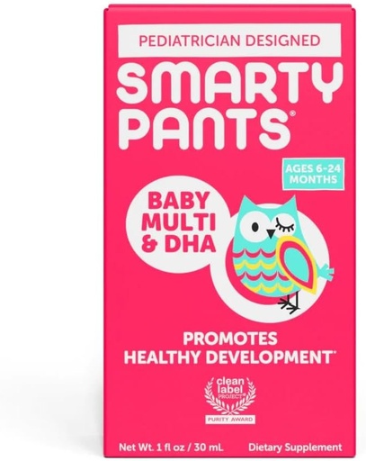 [BRSWYZQCBUGR63LX] HutyPants Baby Multi-DHA suplementari:Liquid Multivitamin amb vitamina D3, C, Viitamin B6, BBiotin, Choline i Lutin, durant els 6-24 mesos, Guten, FreeNature Flavor,30 Servs=Package Mayary)