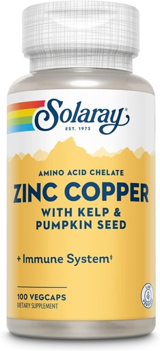 [BRSWGGATCIFGO233] Zinc with Copper Solaray 100 VegCaps
