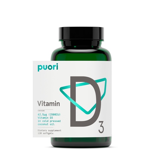 [BRSWGYYTOUOROHTU] Puori Vitamin D3 Softgels, 2500 IU (62.5 mcg) - Fast Absorbing Vitamin D3 Supplements for Immune System Support, Bone Health & Density and Healthy Muscle Functions - Non-GMO & Gluten-Free - 120 Count